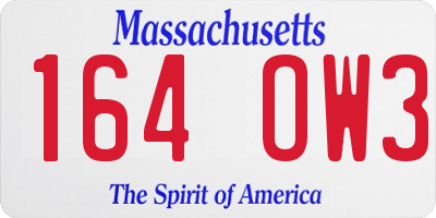 MA license plate 164OW3