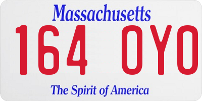 MA license plate 164OY0