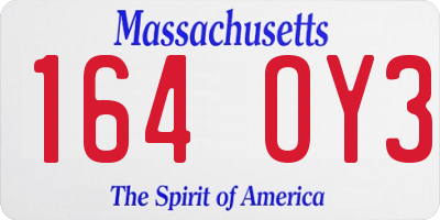 MA license plate 164OY3