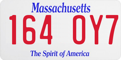 MA license plate 164OY7