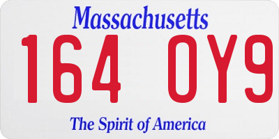 MA license plate 164OY9
