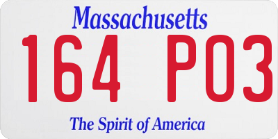 MA license plate 164PO3