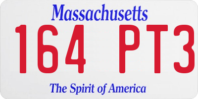 MA license plate 164PT3