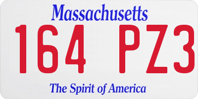MA license plate 164PZ3