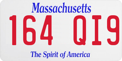 MA license plate 164QI9