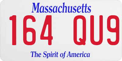 MA license plate 164QU9