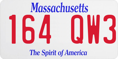 MA license plate 164QW3