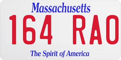 MA license plate 164RA0