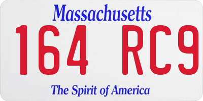 MA license plate 164RC9