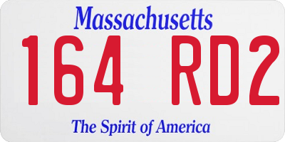 MA license plate 164RD2