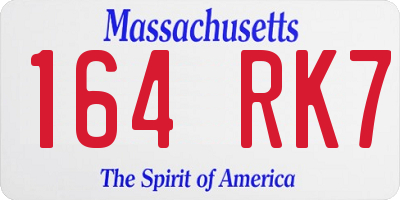 MA license plate 164RK7
