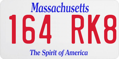 MA license plate 164RK8