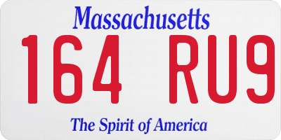 MA license plate 164RU9