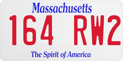 MA license plate 164RW2