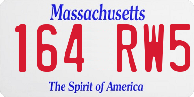 MA license plate 164RW5