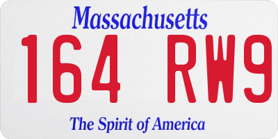 MA license plate 164RW9