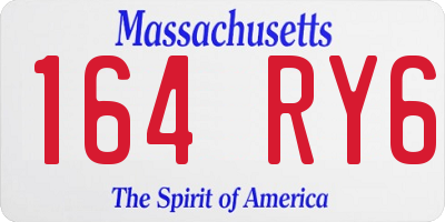 MA license plate 164RY6
