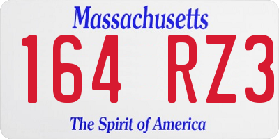 MA license plate 164RZ3