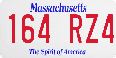 MA license plate 164RZ4