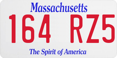 MA license plate 164RZ5