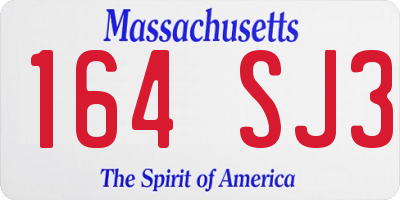 MA license plate 164SJ3