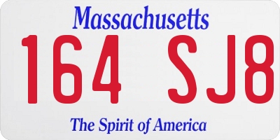 MA license plate 164SJ8