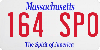 MA license plate 164SP0