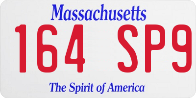 MA license plate 164SP9