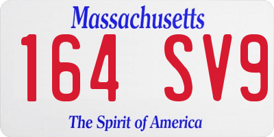MA license plate 164SV9
