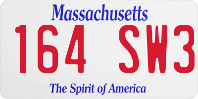 MA license plate 164SW3