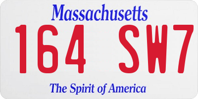 MA license plate 164SW7