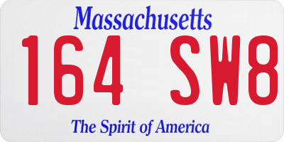 MA license plate 164SW8