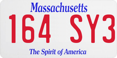 MA license plate 164SY3