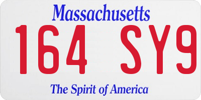 MA license plate 164SY9