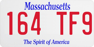 MA license plate 164TF9