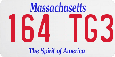 MA license plate 164TG3