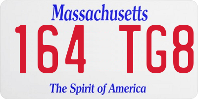 MA license plate 164TG8