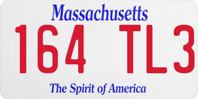 MA license plate 164TL3