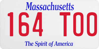 MA license plate 164TO0