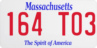 MA license plate 164TO3