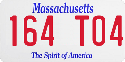 MA license plate 164TO4