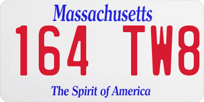 MA license plate 164TW8