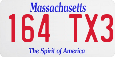 MA license plate 164TX3