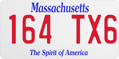 MA license plate 164TX6