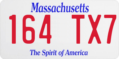 MA license plate 164TX7