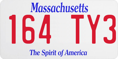 MA license plate 164TY3