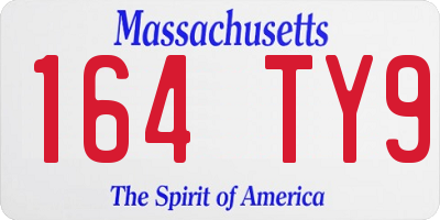 MA license plate 164TY9