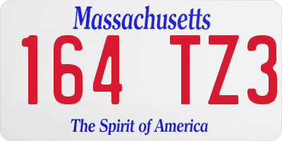 MA license plate 164TZ3