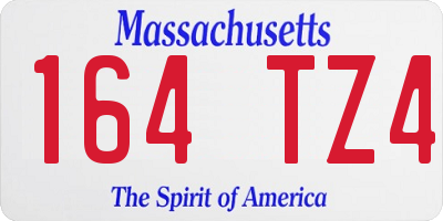 MA license plate 164TZ4