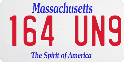 MA license plate 164UN9